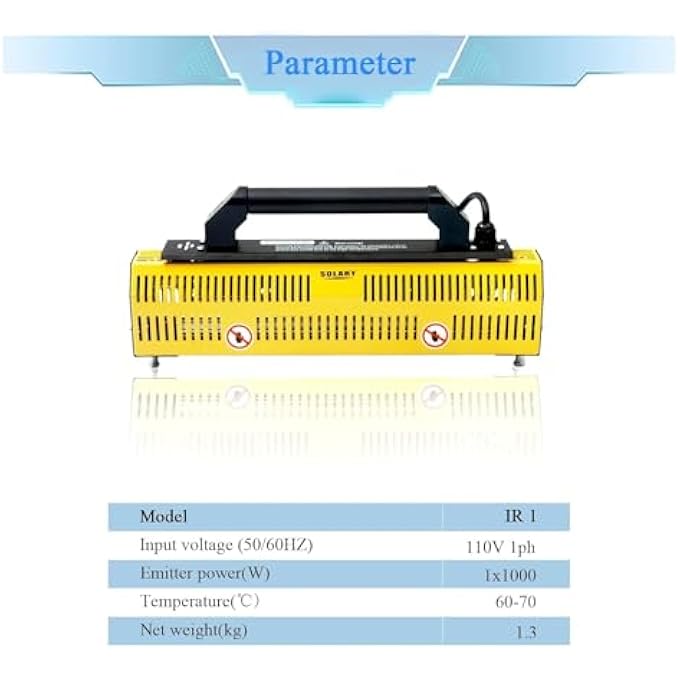 Solary INFRARED PAINT DRYING LAMP, INFRARED PAINT CURING LAMP, 1000W HANDHELD SHORT WAVE INFRARED PAINT DRYER LAMP FOR CAR BODYWORK REPAIR - Image 4